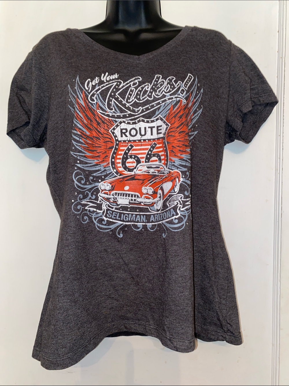 ! Seligma ArizonWomen's Ride Route 66 Embellished Short Sleeve Tee M